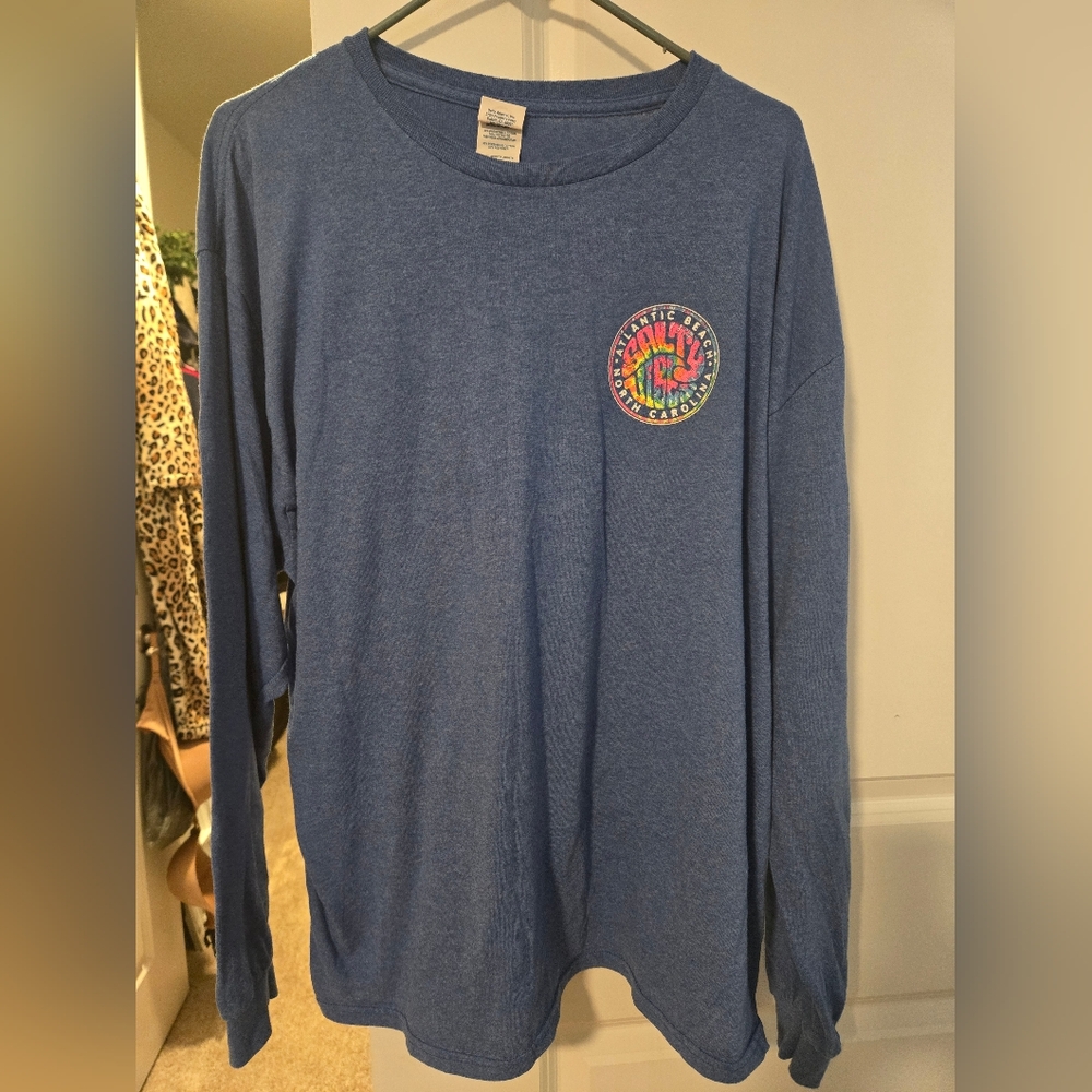 Blue Long Sleeve Shirt with Colorful Logo
